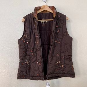 Embroidered sequins chocolate vest sz M NWT
